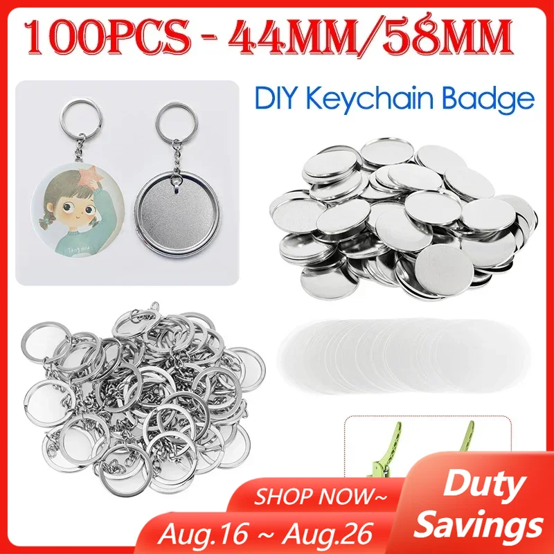 Button Badge Blank - 100 pièces 44mm 58mm porte-clés Badge