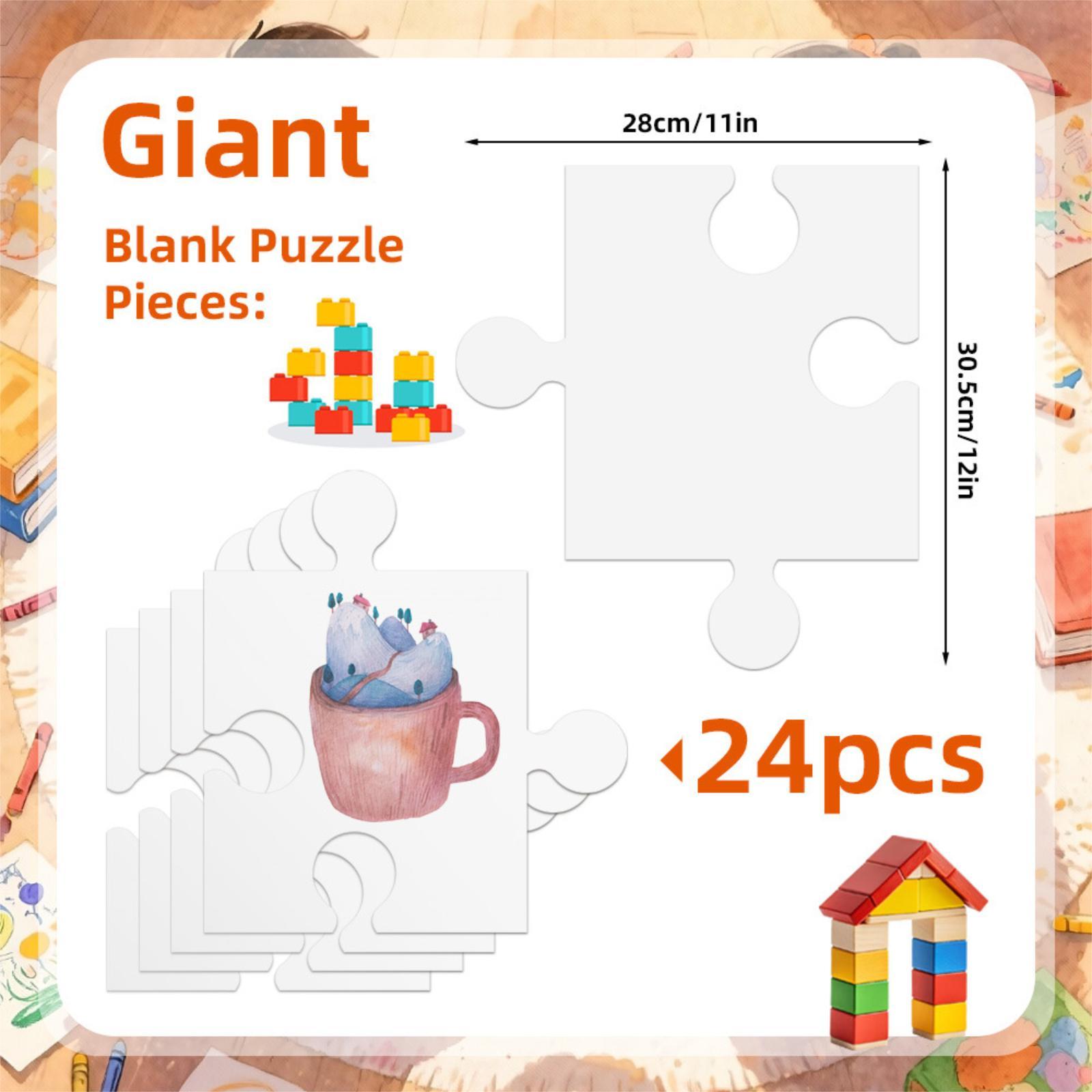 Puzzle Blank White - 24x puzzles vierges en carton blanc