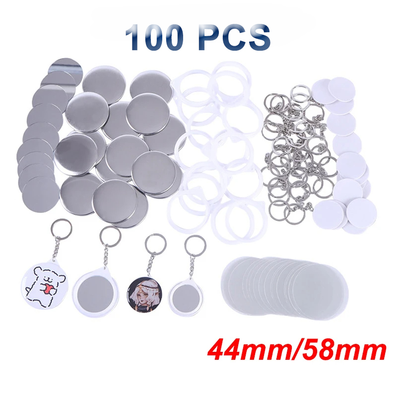 Button Badge Blank - Nouveau 100 pièces porte-clés miroir blanc